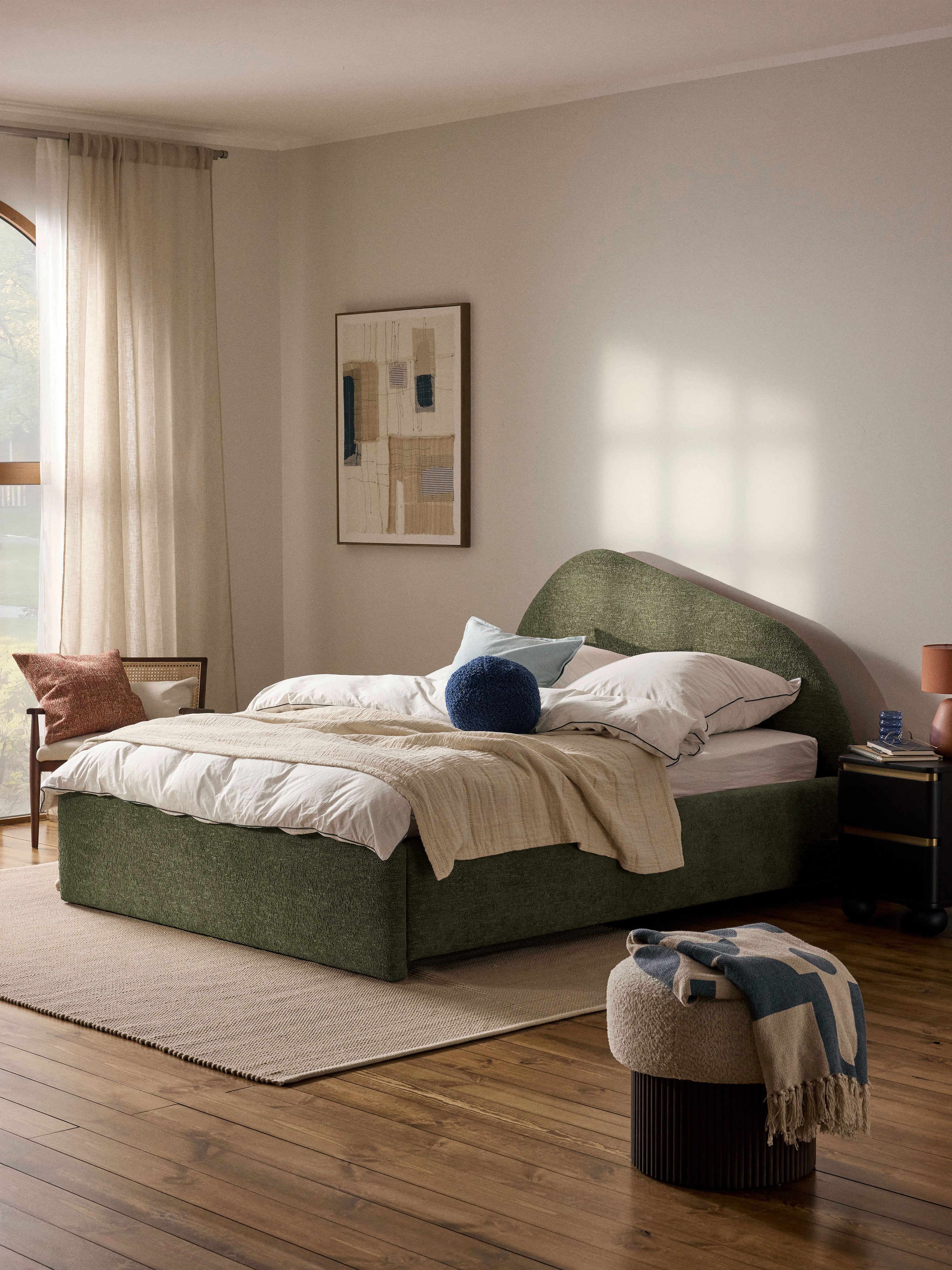 Bouclé gestoffeerd bed Gary