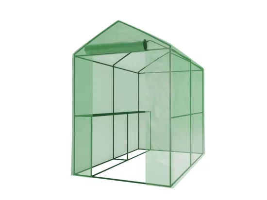 Serre de Jardin 2m² - bâche armée - avec étagères et porte zipée