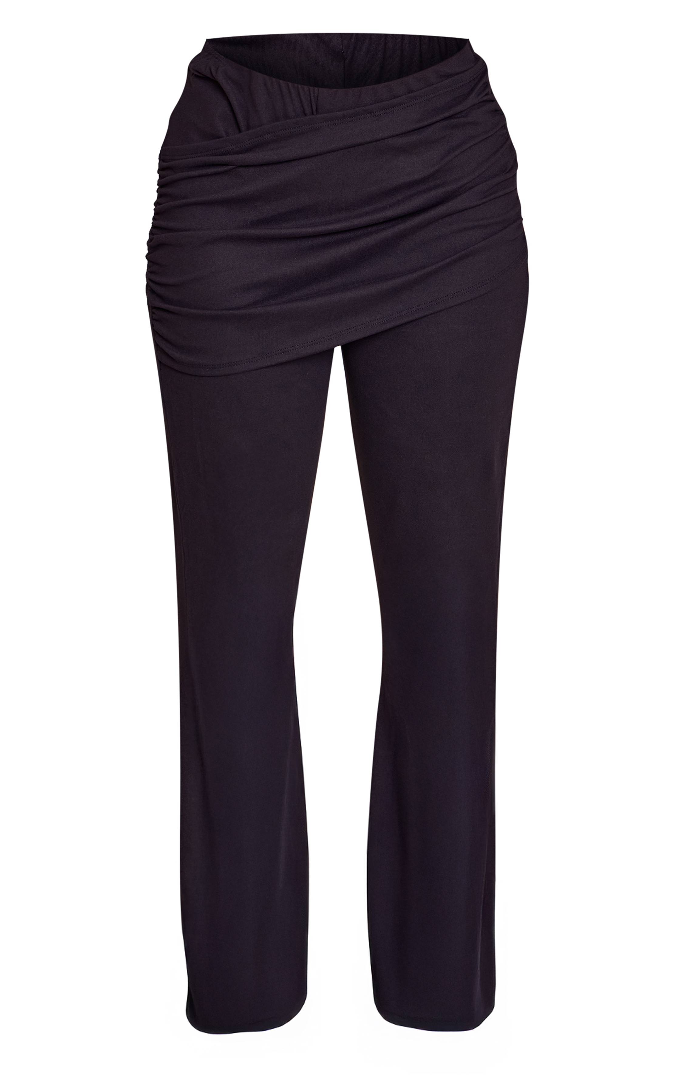 Noir Pantalon Shape À Devant Croisé En Tissu Doux Au Toucher