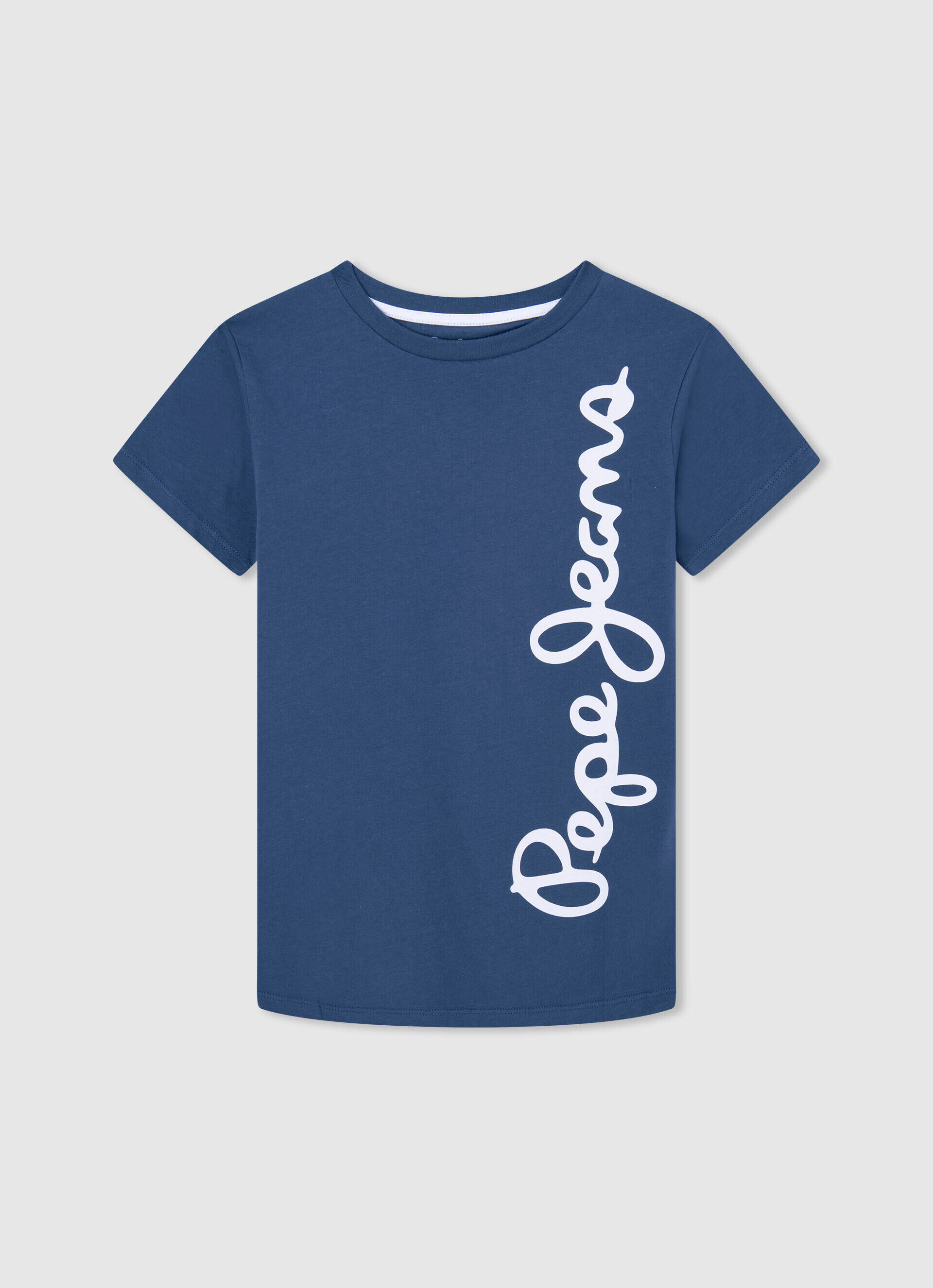 Camiseta de algodão com logotipo vertical - Jarman Azul