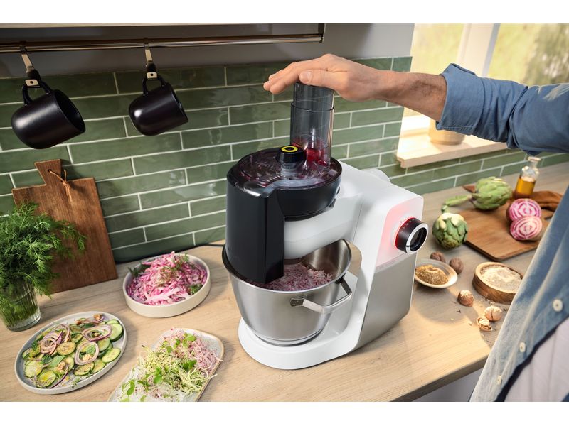 Bosch Küchenmaschine Serie 6 MUMS6EW22 Edelstahl/Weiss Multifunktionales Küchengerät