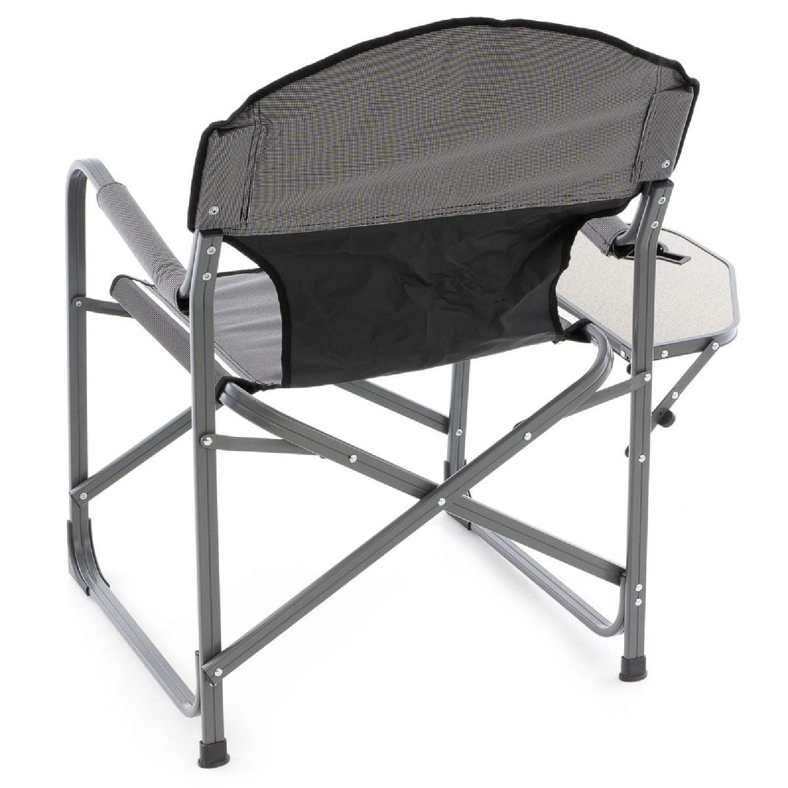 VCM Angelstuhl Regiestuhl Campingstuhl Armlehne Getränkehalter grau Strandstuhl