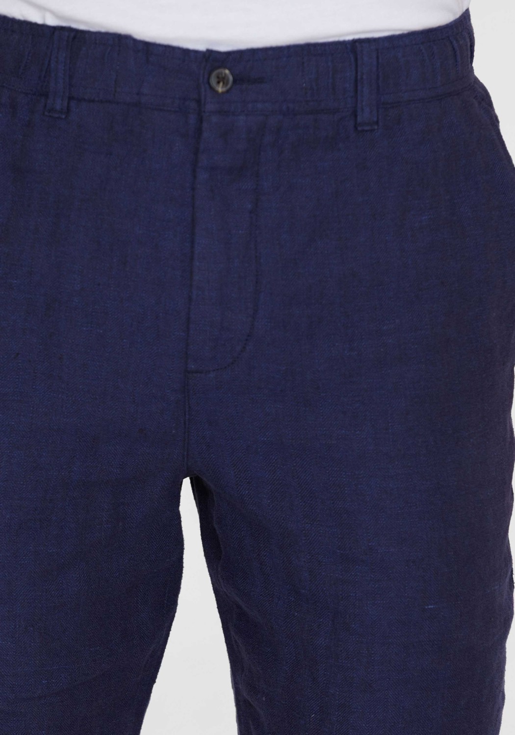 Knowledge Cotton Apparel Leinenshorts Fig Loose Herringbone Shorts Total Eclipse