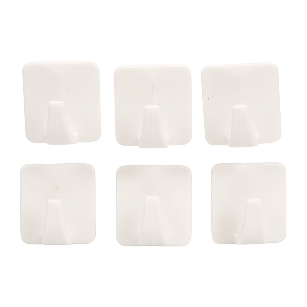 Lot de 6 crochets adhésifs blancs