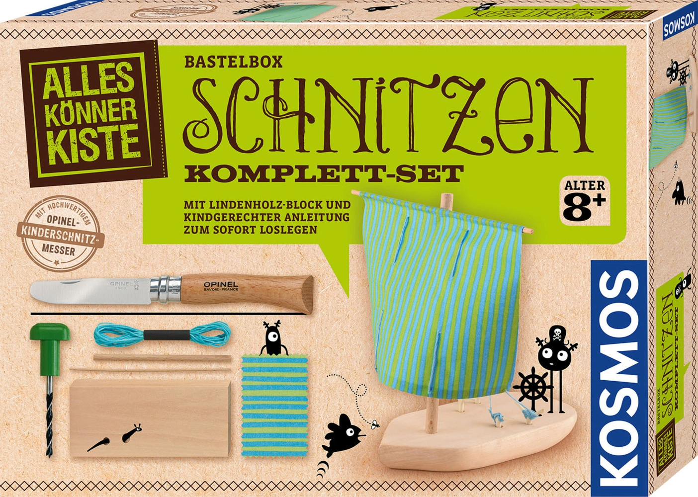 Komplett-Set SCHNITZEN mit Opinel-Kinderschnitzmesser