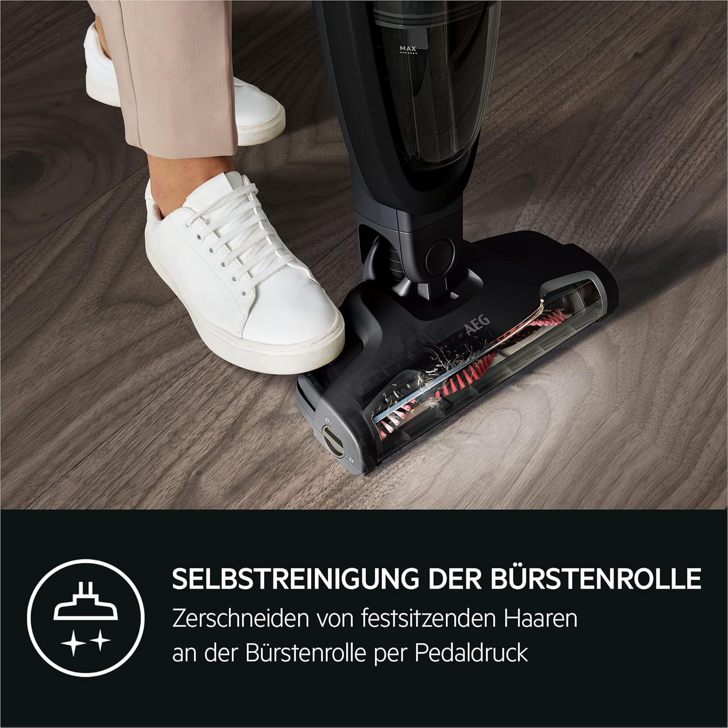 AEG QX6-1-45AN Akku Staubsauger kabellos / Staubsauger beutellos / leise / Handstaubsauger akku / 45 min Laufzeit / leicht / Hartboden / 2in1 / Tierhaare / Hund / Katze / Teppich / Auto / grau