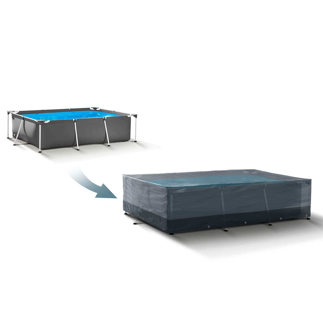 Pratik Garden Housse de protection pour piscine rectangulaire gris/noir -  420x220x100 cm