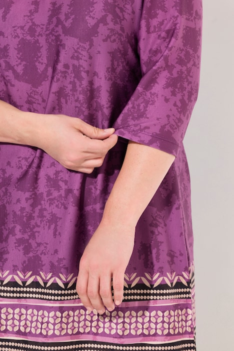 Longshirt, A-Linie, Alloverdruck, Saumbordüre