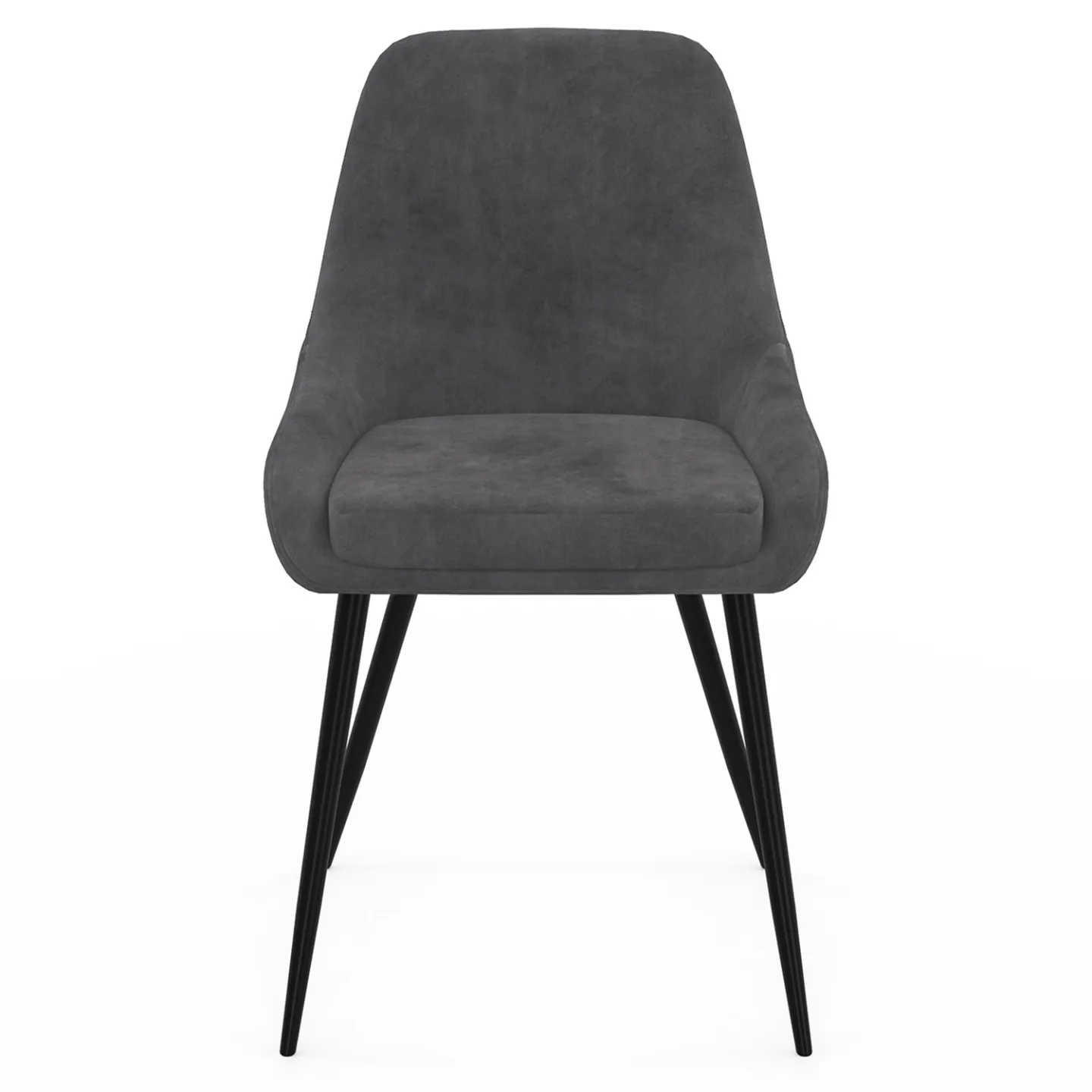 Lot de 4 chaises THALYA en velours gris foncé avec accoudoirs