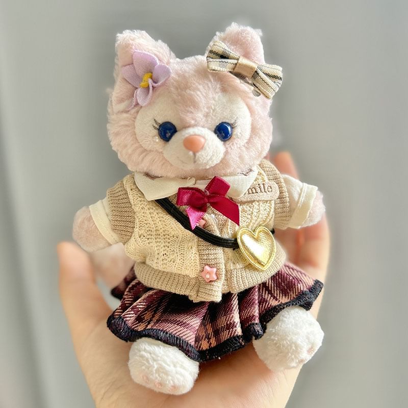 Masoom - Set: Schooluniform Top + Rok + Vest + Hartvormige Poppenkleertjes - 17cm
