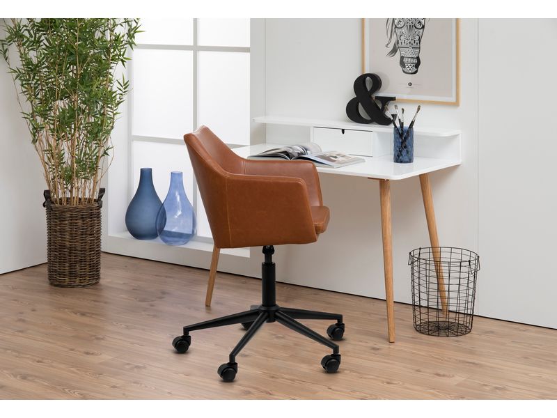 AC Design Bürostuhl Nora, mit Polsterrücken und Armlehnen, Schreibtischstuhl im Leder look