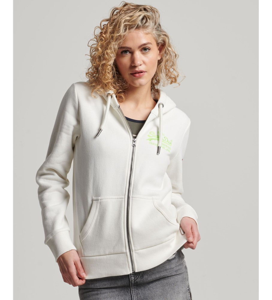 Superdry Vintage Logo Neon Gray Zip-Up Hoodie