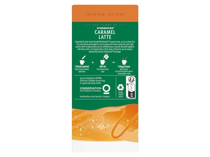 Starbucks Instant Kaffee Caramel Latte 5 Stück Getränkepulver mit löslichem Kaffee. Karamellgeschmack