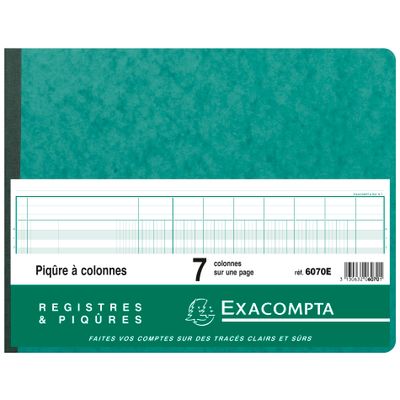 Exacompta - Piqûre comptable - 7 colonnes par page - 25 x 32 cm - 80 pages