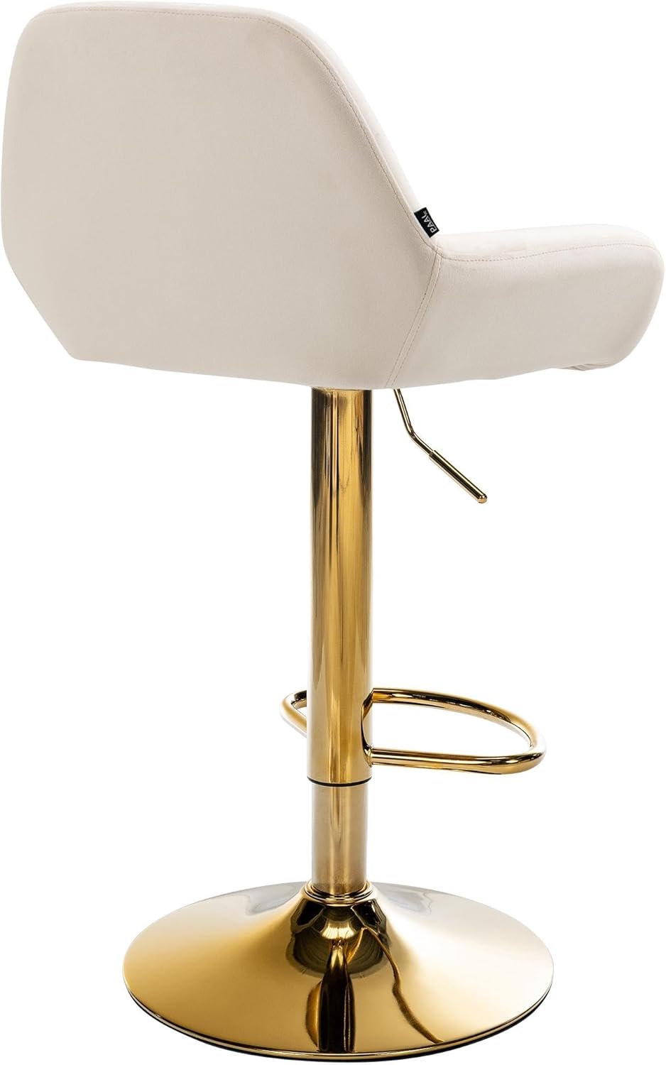 CLP 2er Set Barhocker Braga Samtbezug Gold-Gestell I höhenverstellbar und 360 drehbar I moderner Barstuhl mit Fußstütze für Küche und Bar, Farbe:Creme