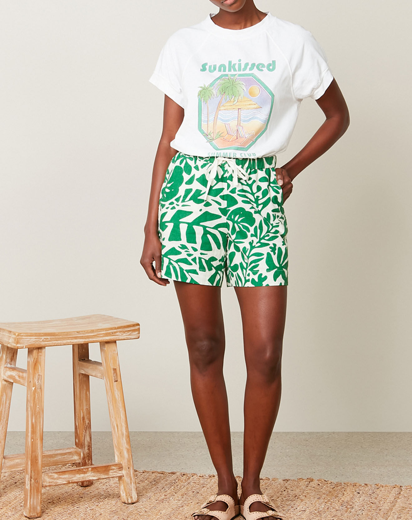 Hartford Short en Lin & Coton Sabine vert