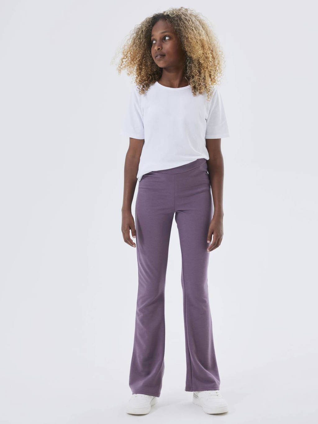 NAME IT high waist flared broek NKFFRIKKALI paars