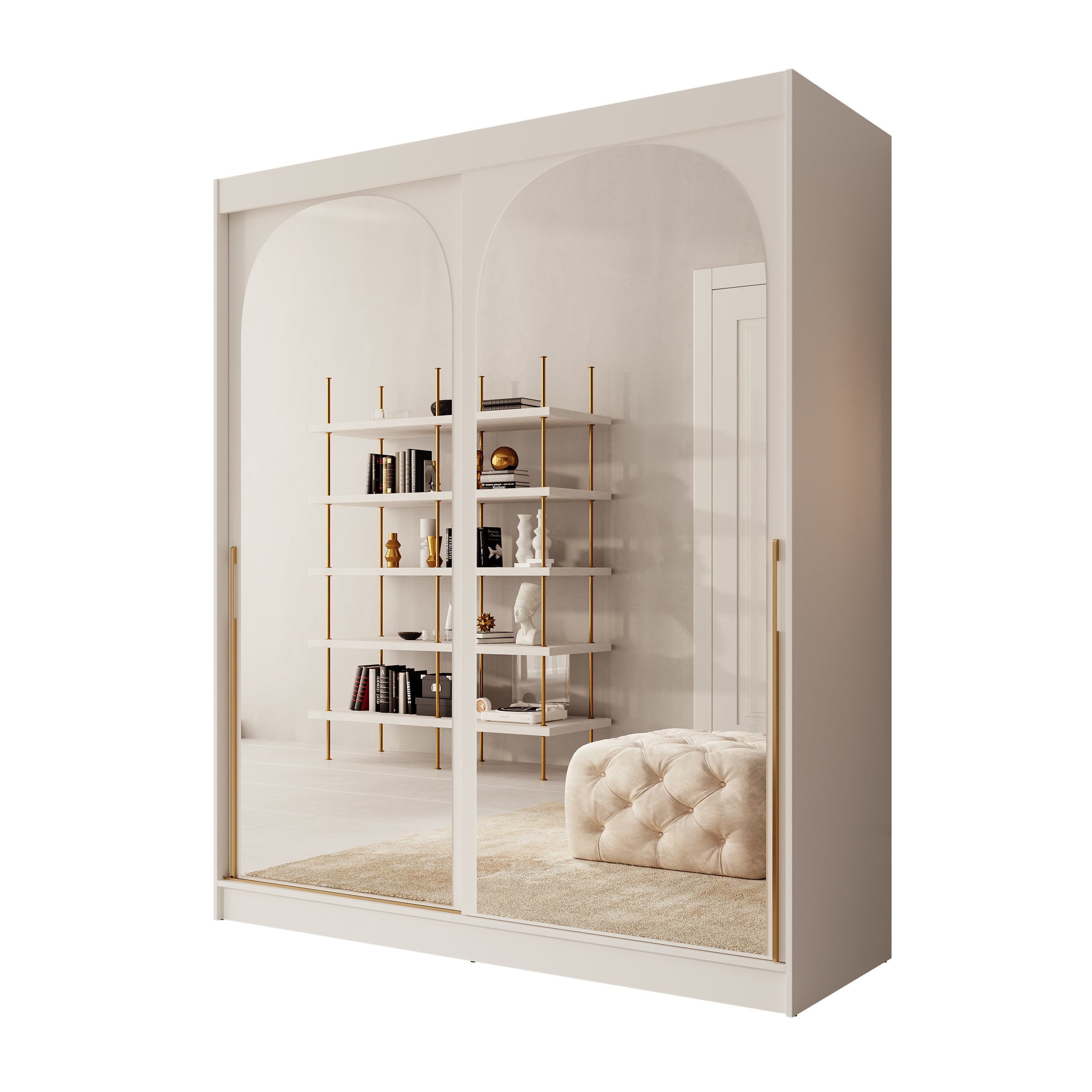 Moniq - Kledingkast met 2 schuifdeuren - Wit - 180x65x215 cm