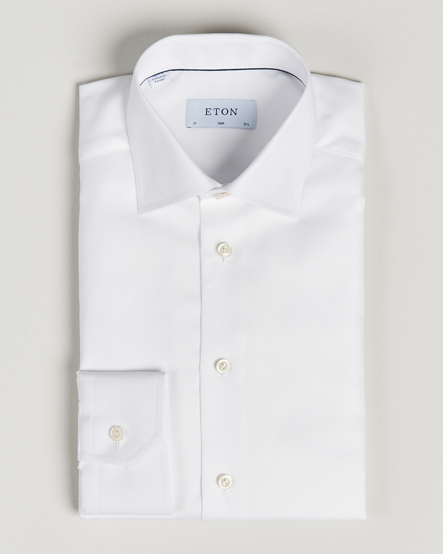 Eton Slim Fit Textured Twill Shirt White