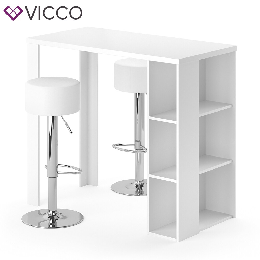 VICCO Bartisch NOEL Tresentisch Weiß Schwarz Ablagefächer 120 x 105,6 x 60 cm inkl. Barhocker