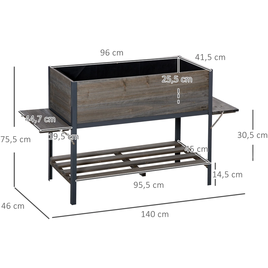 Outsunny Hochbeet mit Klapptischen grau