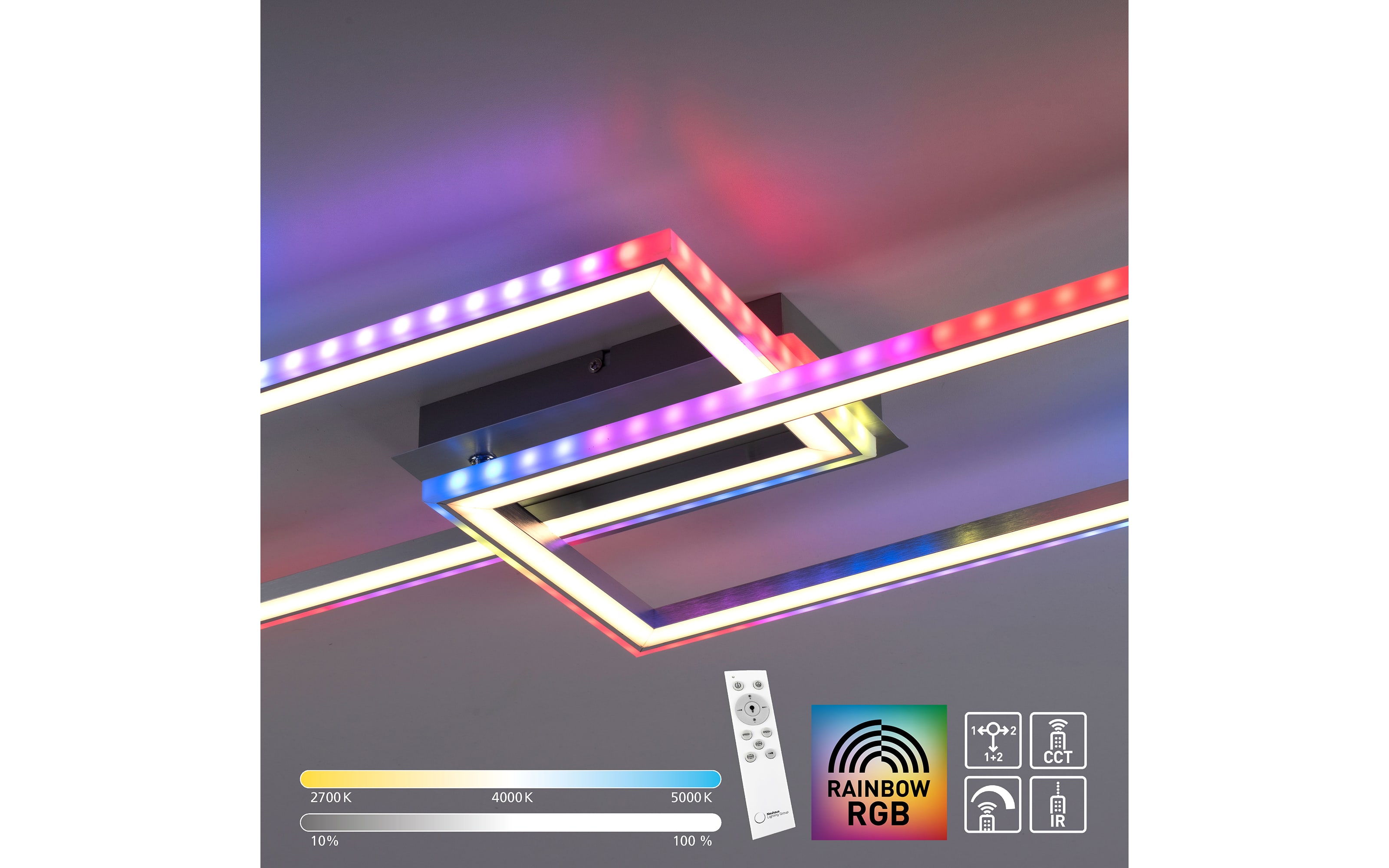 LED-Deckenleuchte Felix60, stahlfarbig, 121 cm