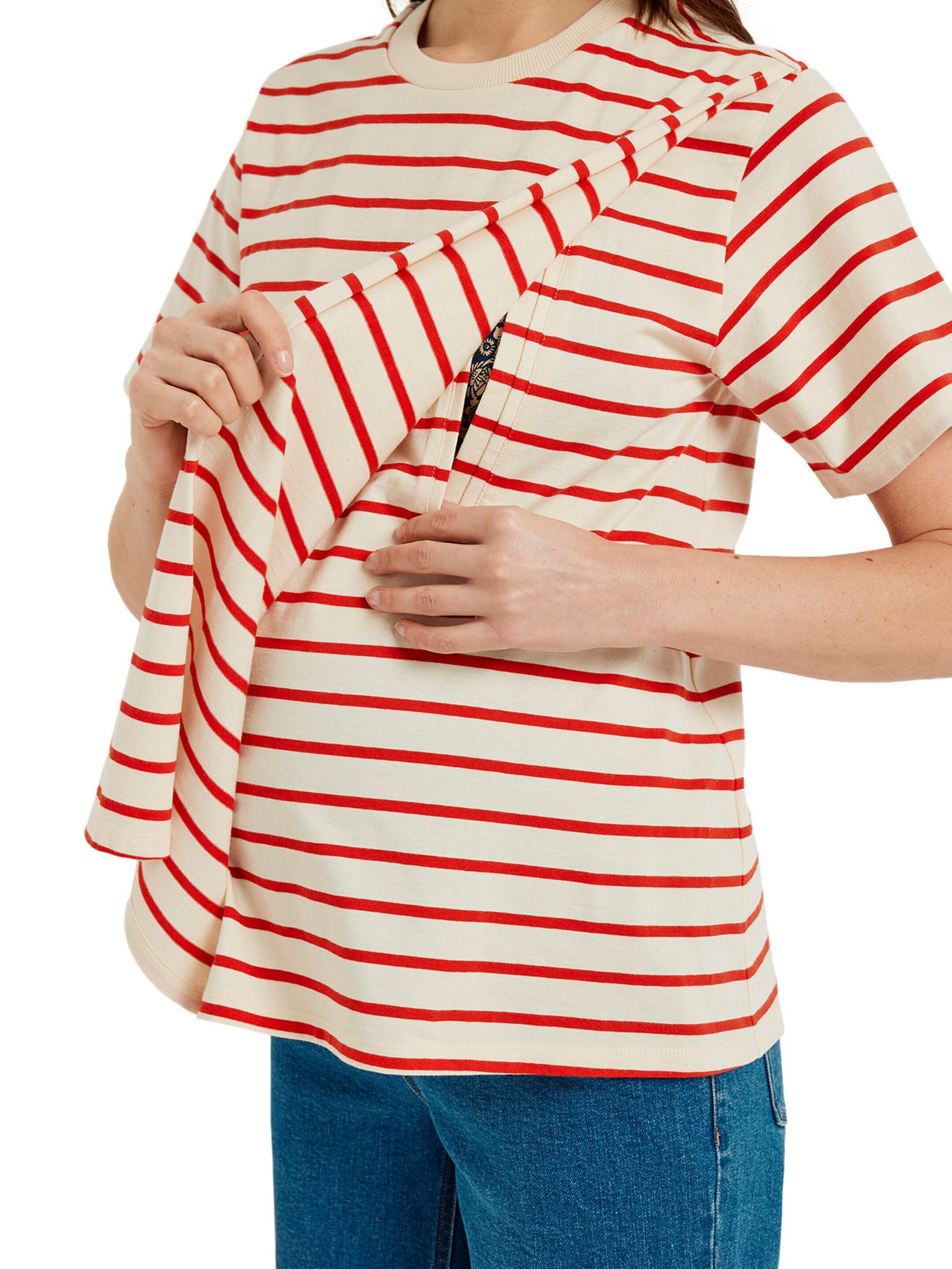 Vertbaudet Bio-Kollektion: Ringelshirt für Schwangerschaft und Stillzeit rot gestreift