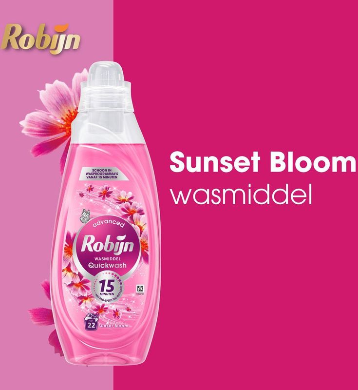 Robijn - Advanced Quickwash - Vloeibaar Wasmiddel - Sunset Bloom - 3 x 22 wasbeurten - Voordeelverpakking