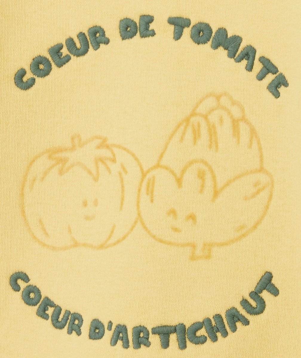 SWEAT BÉBÉ FILLE EN FIBRES RECYCLÉES JAUNE AVEC LEGUMES