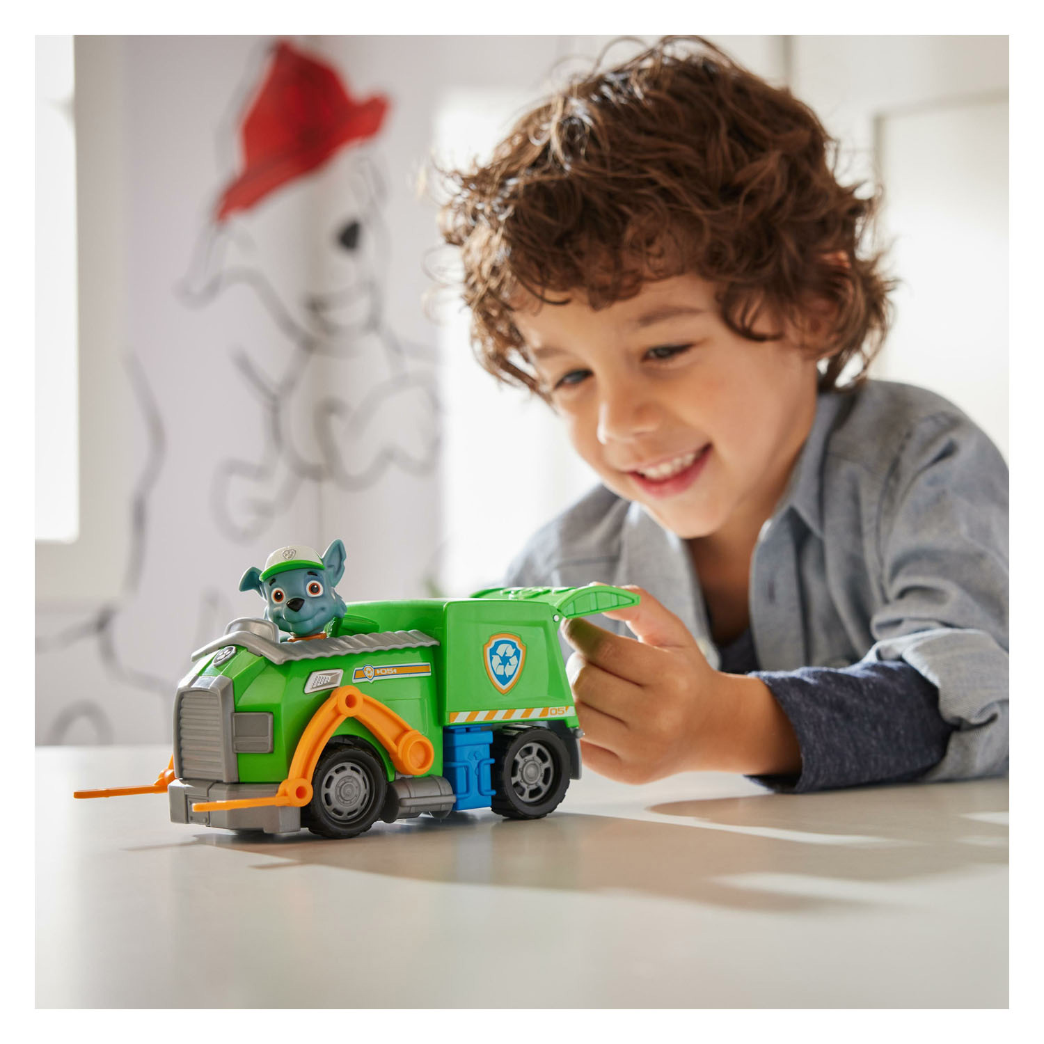 PAW Patrol Voertuig met Speelfiguur - Rockey's Recycle Truck