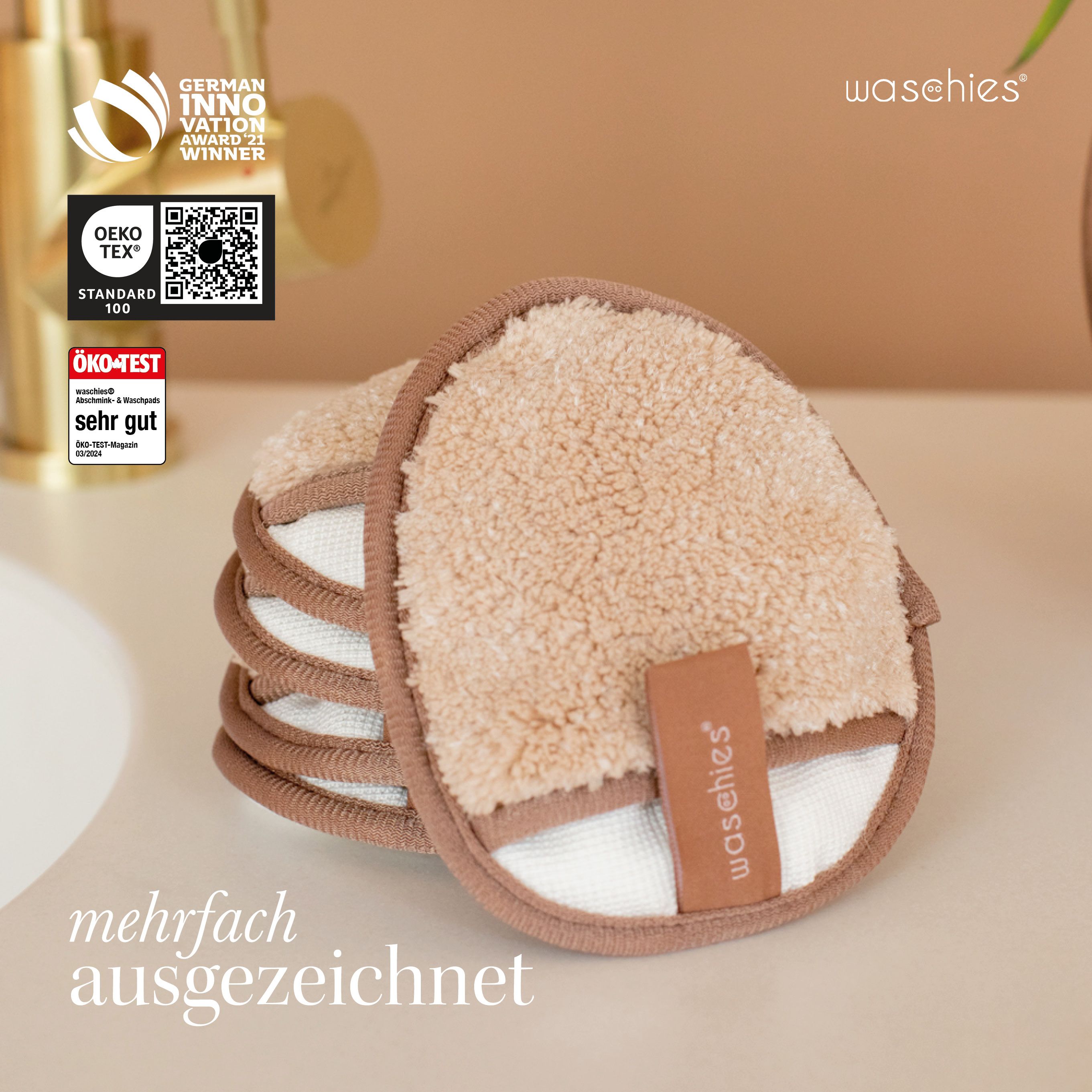 waschies Mini Glove Pads - Hypoallergene Abschminkpads mit Fingertasche