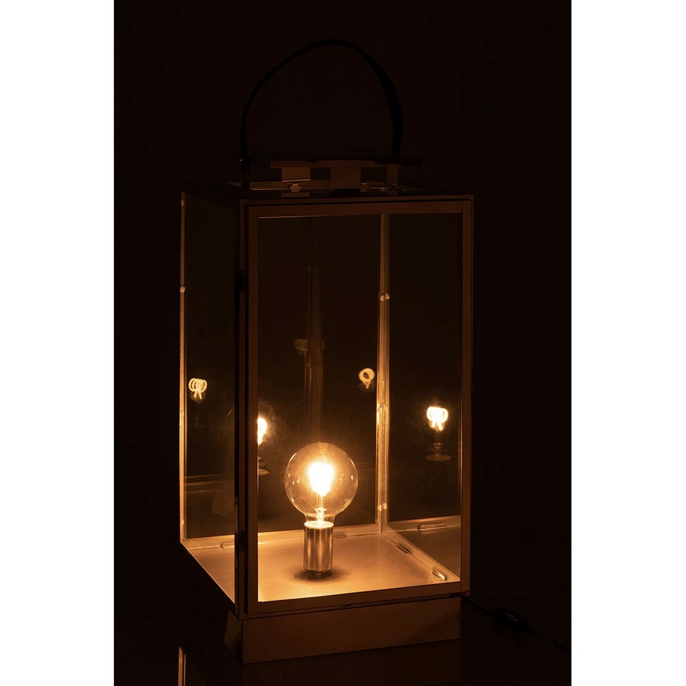 Lanterne lampe metal/verre or