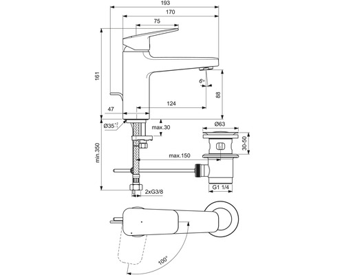 Ideal Standard CERAPLAN zijdezwart mat BD228XG wastafelkraan