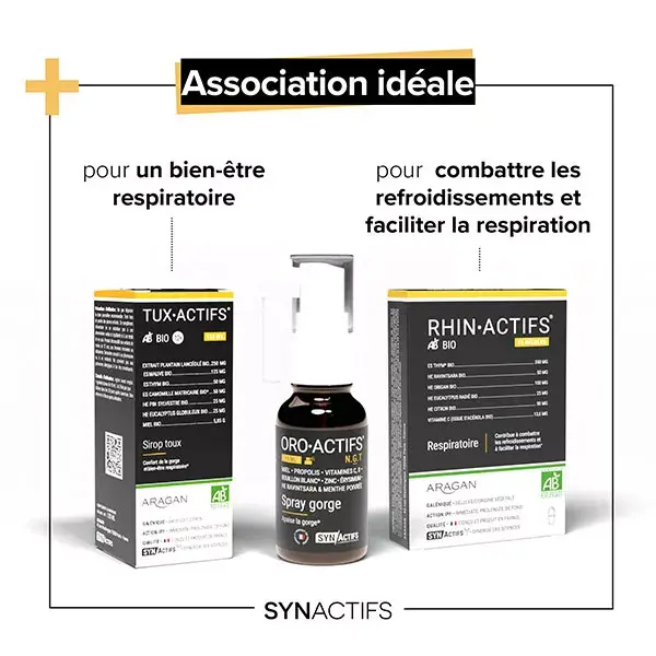 Aragan - Synactifs - TUXActifs® BIO 12+ Confort de la gorge - Camomille - 125 ml