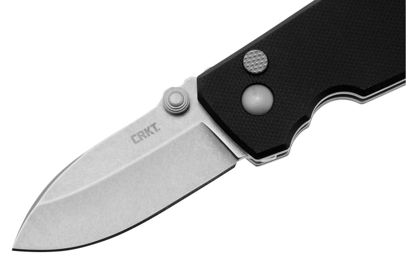 CRKT Squid Button Lock 2474 Stonewashed D2, Black G10, zakmes, Lucas Burnley design
