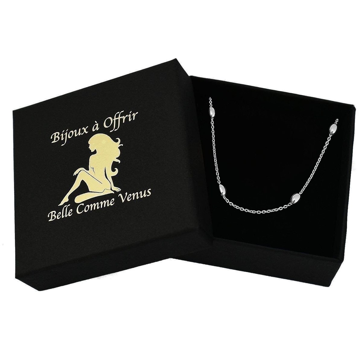 Collier suite de billes ovales Argent 925 Rhodié