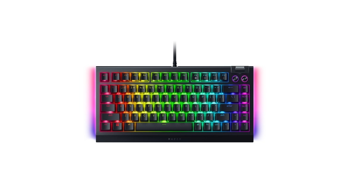 RazerBlackWidow V4 75%, gaming toetsenbord  (Zwart, US lay-out, Razer Orange, RGB leds, TKL, Doubleshot ABS, Hot-swappable)