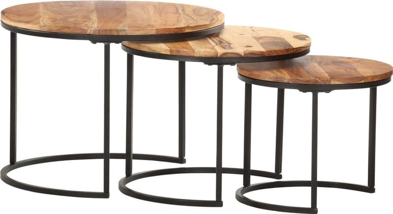 vidaXL - 3-delige Tafeltjesset - Hout - Acaciahout - Olieafwerking