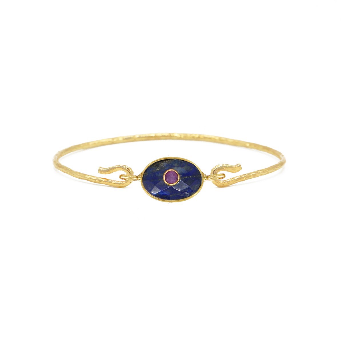 Jonc oeil quartz saphir doré à l'or fin 24k DEVA