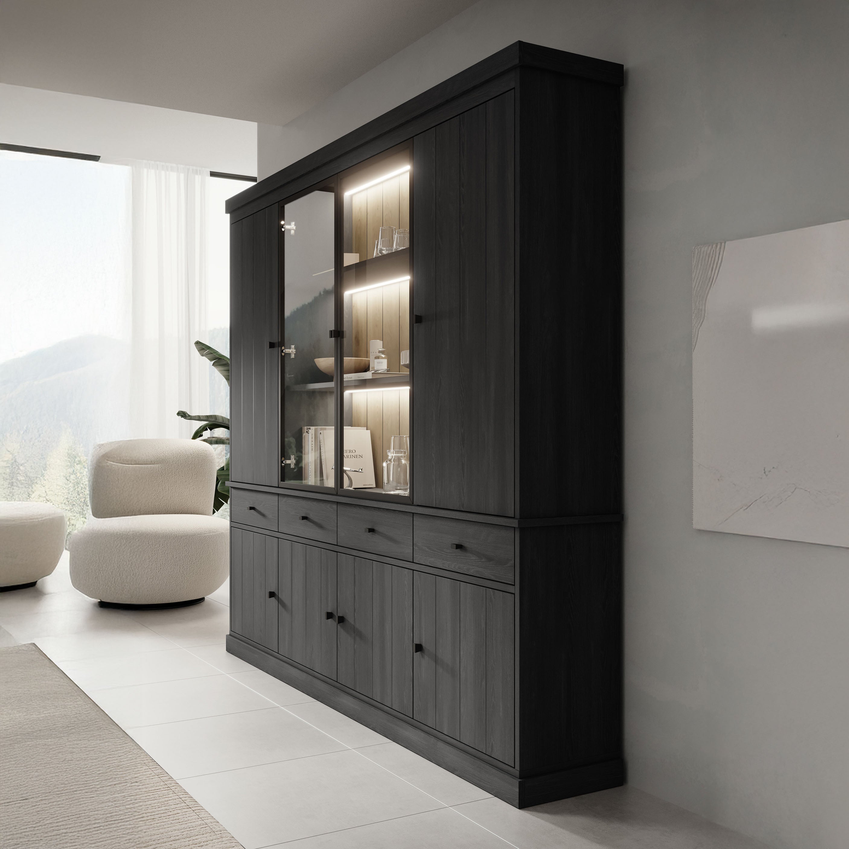 Vince 4 - Buffetkast - Zwart - 240x40x220 cm