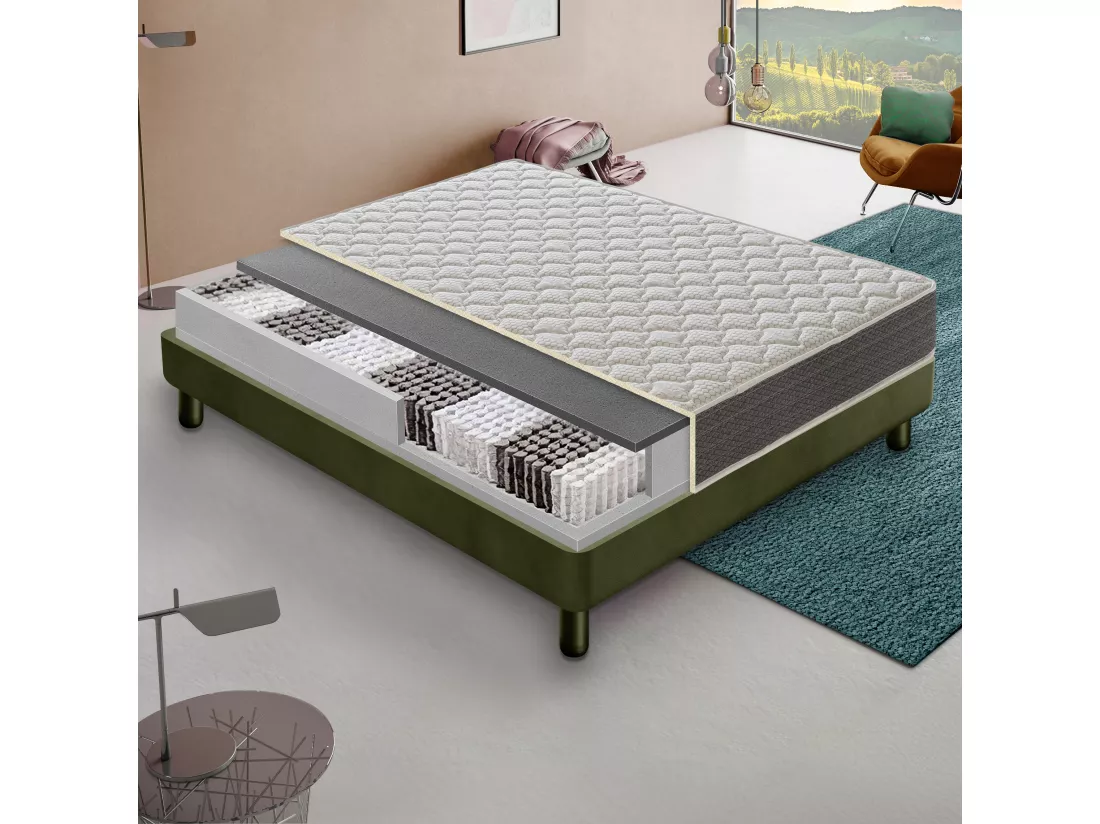 Matelas ressorts ensachés 90x190 cm accueil mousse hr epaisseur 22 cm