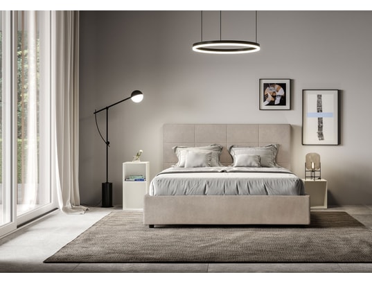 ITYHOME - Lit coffre mika 160x190 microfibra sable