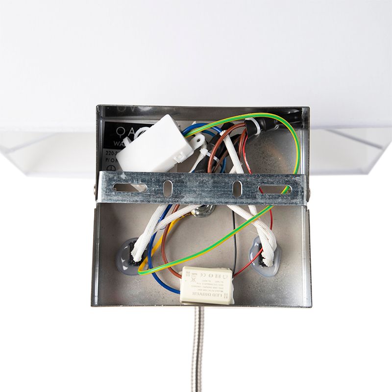 Moderne wandlamp staal met kap wit - Bergamo