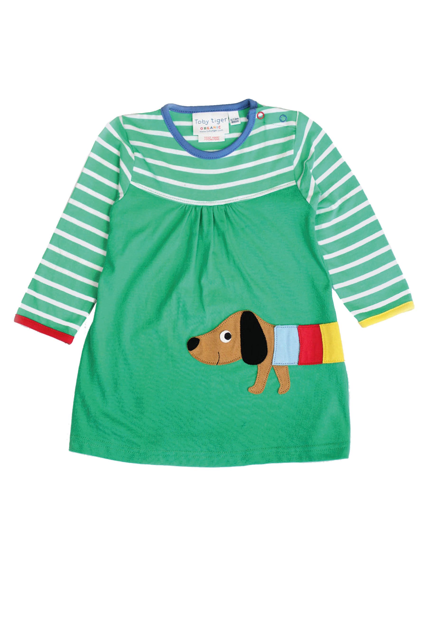Toby Tiger Langärmeliges Kleid mit Wursthund-Applikation