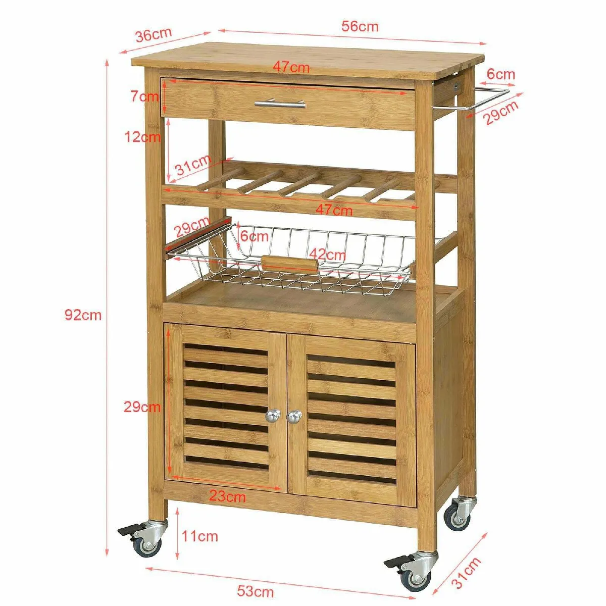 SoBuy FKW53-N Desserte cuisine Bambou