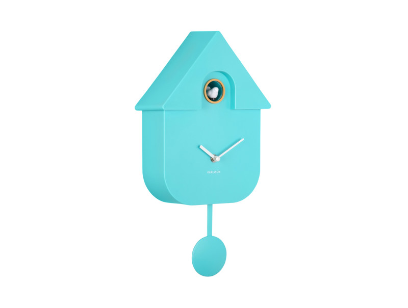 Wall Clock Modern Cuckoo KA5768TB Turquoise blue
