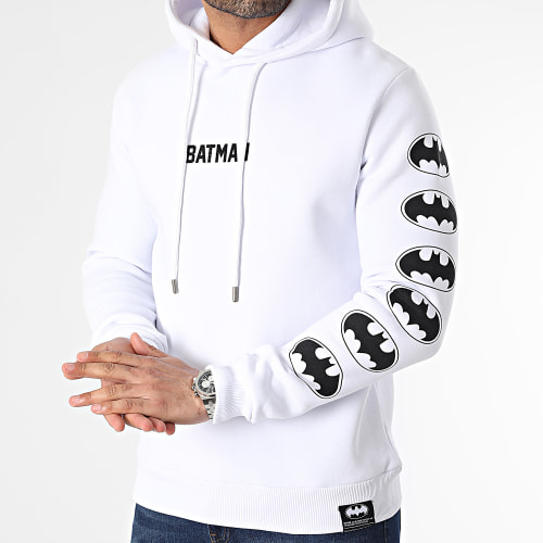 Sweat Capuche Textured Logo Blanc Noir