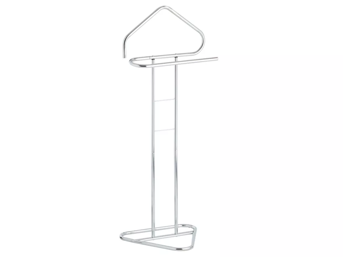 Valet de chambre valet de nuit CAMILO chevalet de nuit avec cintre pour veste et portant pour pantalons, en métal chromé