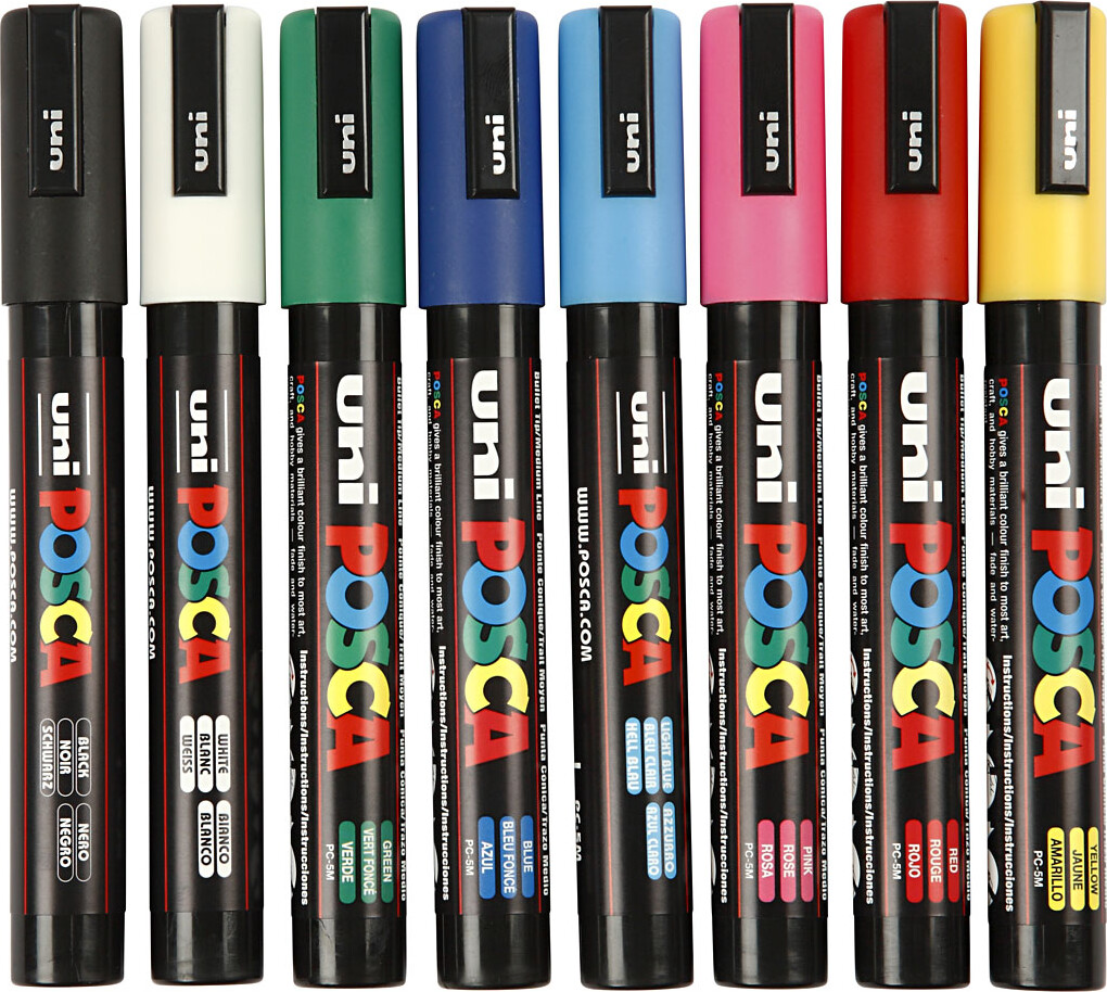 Posca Tusch - Nr. Pc-5M - Tykkelse 2,5 MM - 8 Farver