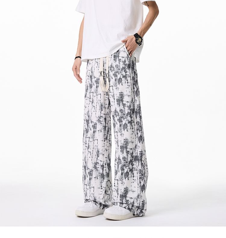 Priam - Tie Dye broek met trekkoord in de taille en rechte pijpen